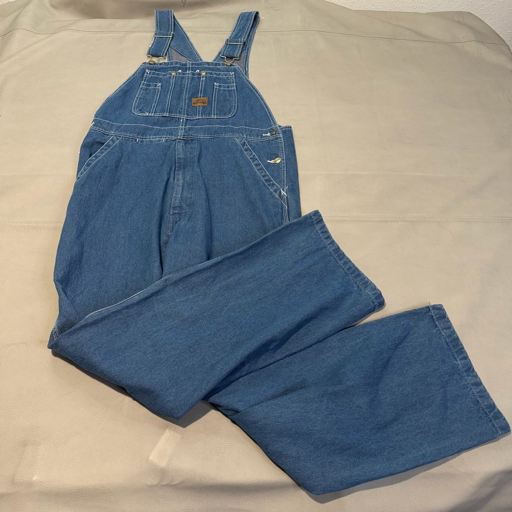 Big Smith Mens Blue Denim Jean Overalls H94120SW 36x32 Workwear Bibs Cotton-7166